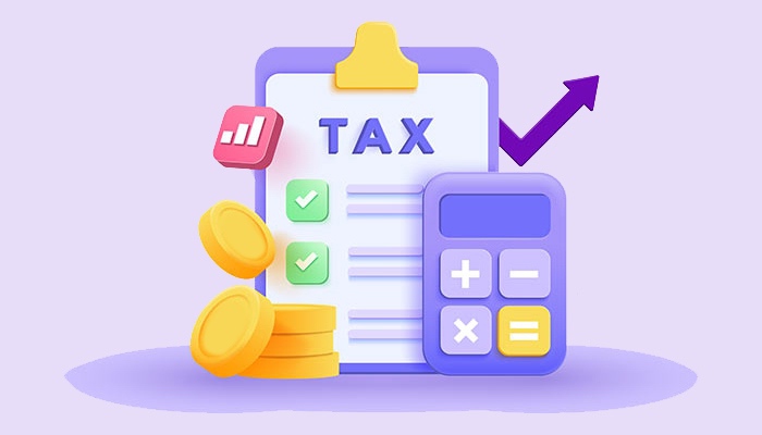 Cartoon of calculator and tax checklist